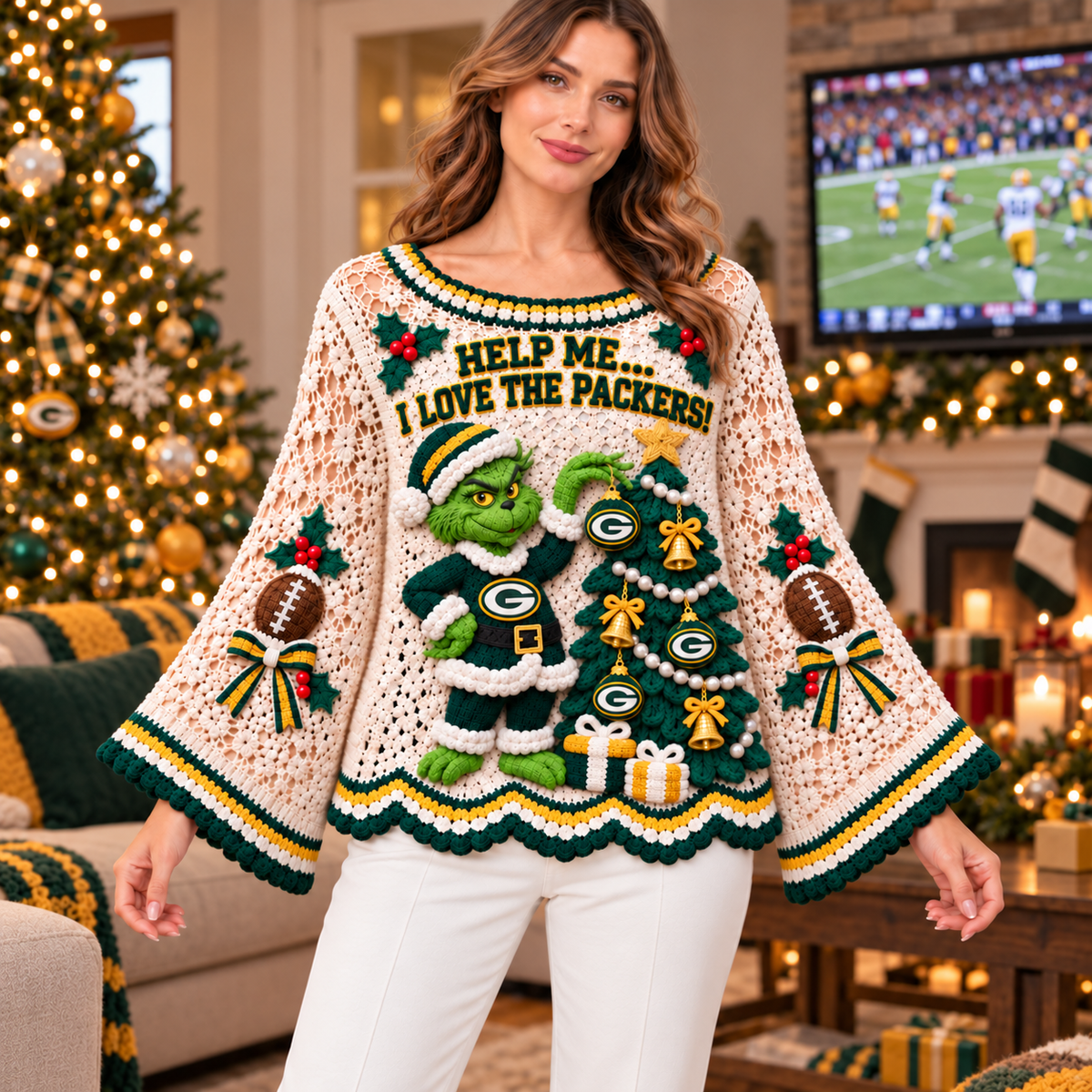 GBP Women’s Premium Christmas Bell-Sleeve Sweater TMH